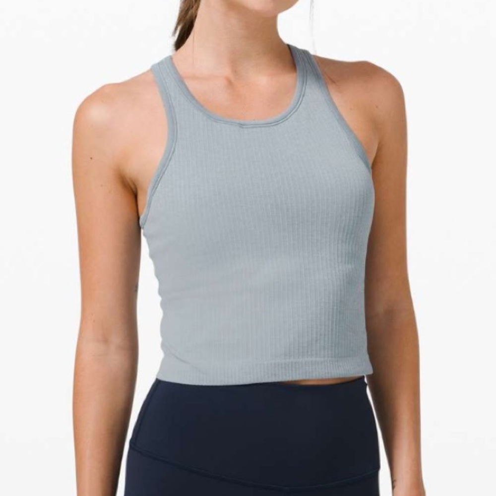 lululemon athletica Light Gray Ribbed Racerback Tank
